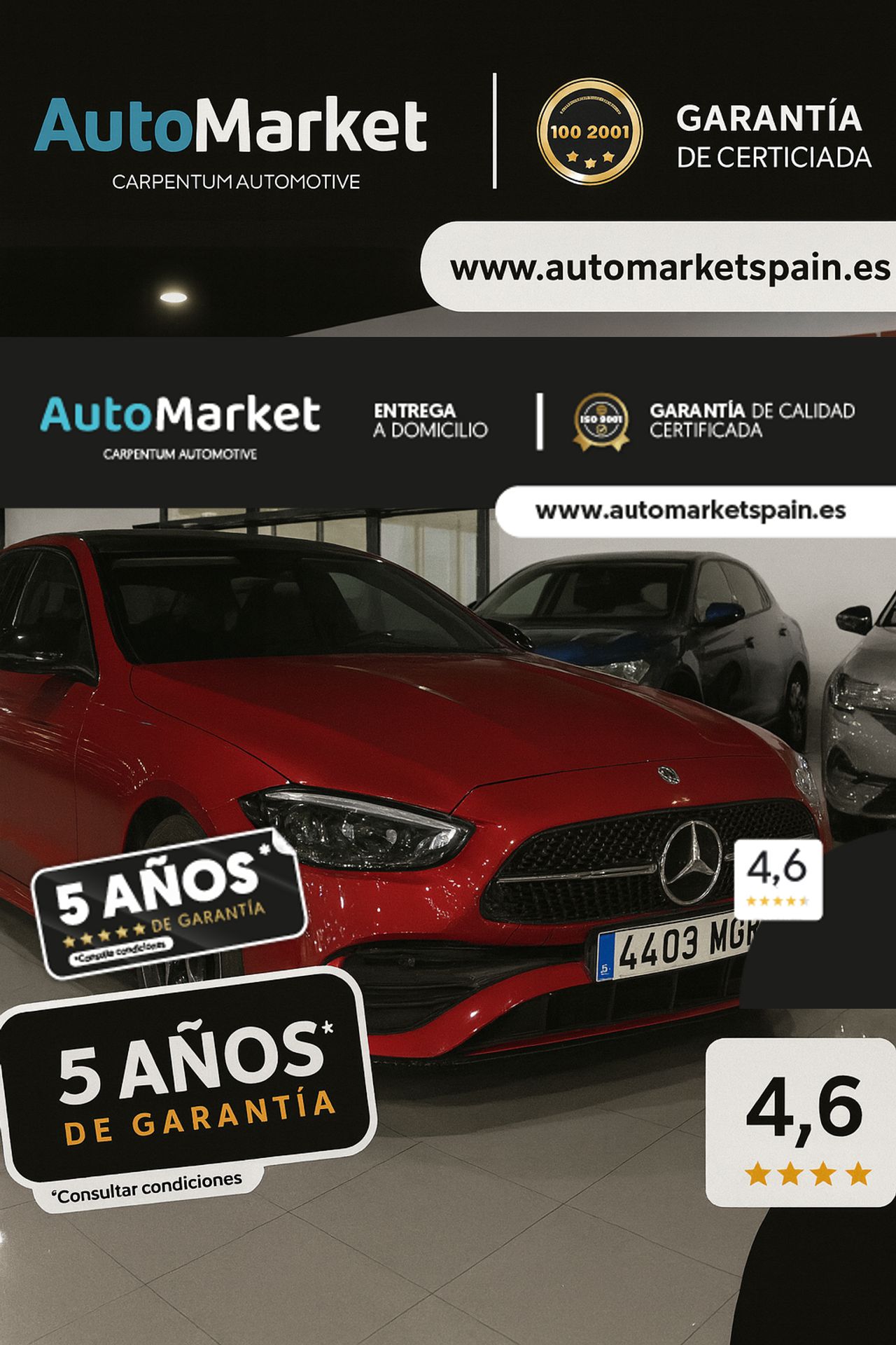 Mercedes Clase C C 200 D AMG LINE SÍMIL DE CUERO ARTICO/MICROFIBRA DINAMICA NEGRO - Foto 2