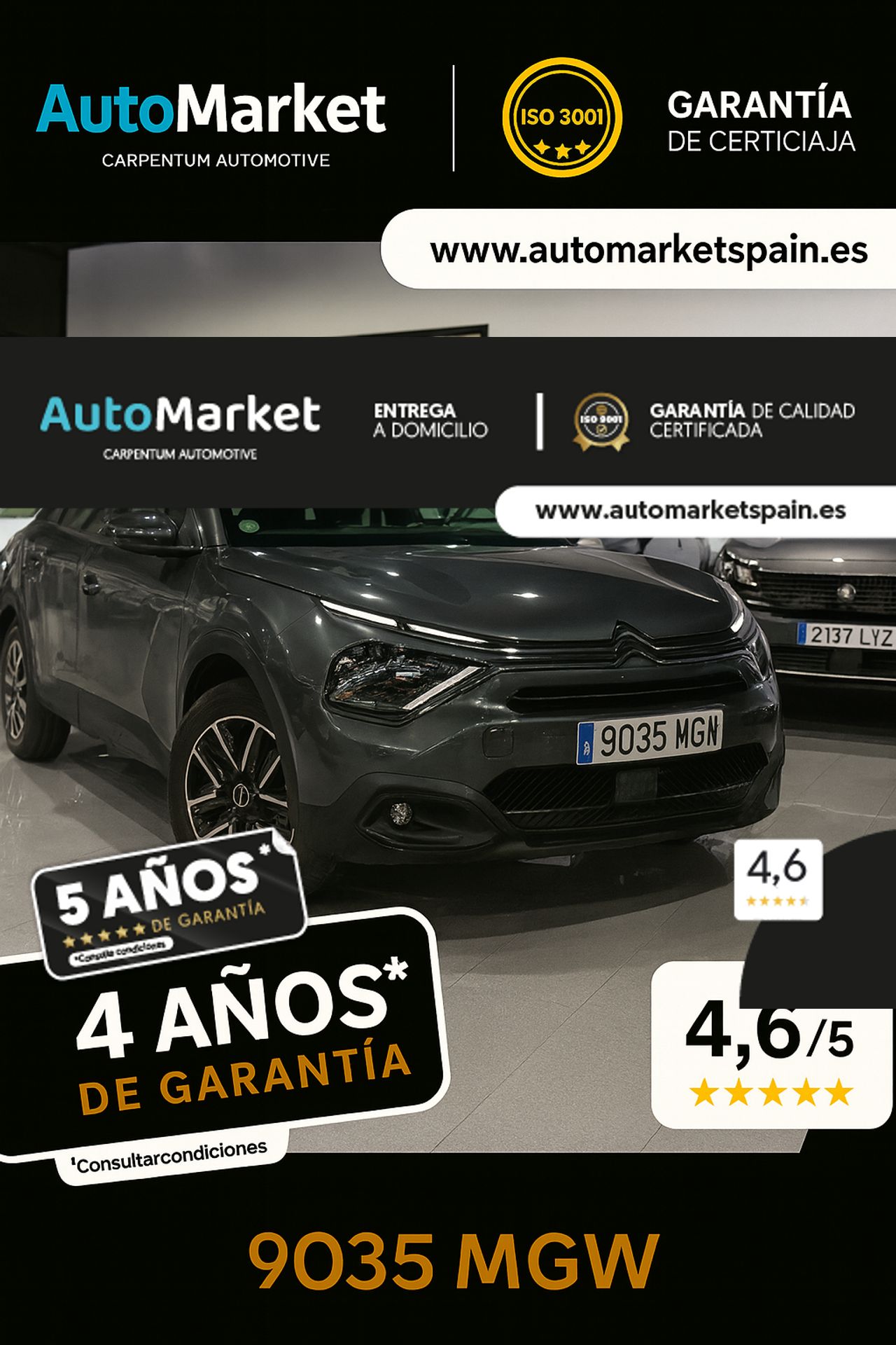 Citroën C4 PURETECH 130 S&S 6V YOU GRIS PLATINO (METALIZADO)	TELA MEANWHILE NEGRO - Foto 2