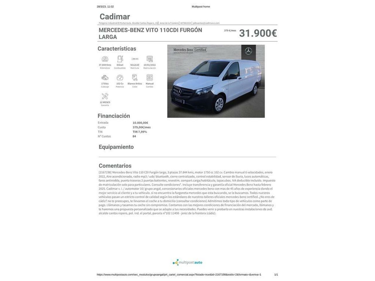 Mercedes Vito 110CDI furgón  larga - Foto 2